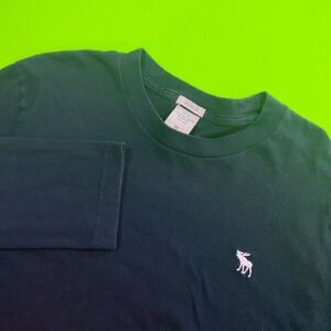Abercrombie & Fitch Men Muscle Long Sleeve Tee Navy Blue XL Moose Logo Crew Neck